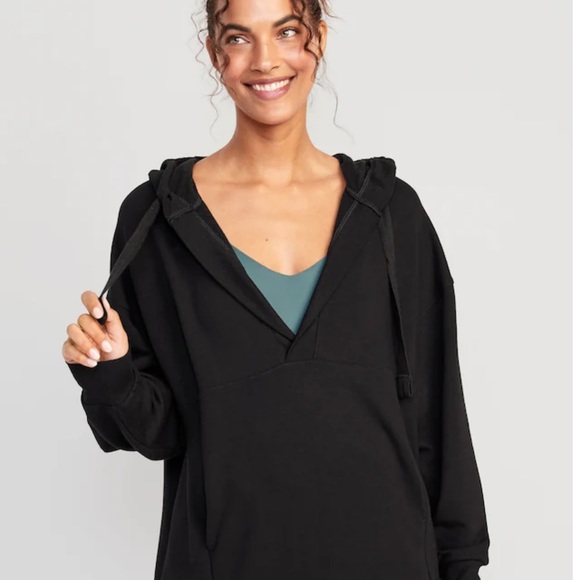 NWT OLD NAVY Oversized Live-In French-Terry Tunic HoodieBlack Jack - Picture 2 of 5